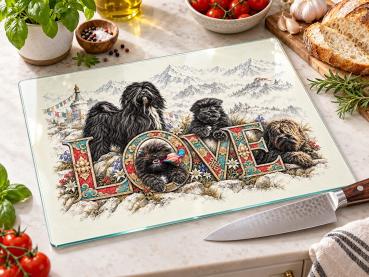LOVE - Heritage Collection | Black Tibet Terrier Glas-Schneidebrett